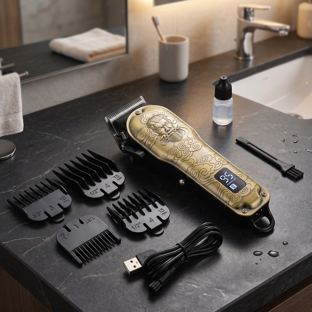 Adler Barber professionell hårklippare / hårtrimmer med Black Diamond-blad / klippmaskin med LED-display