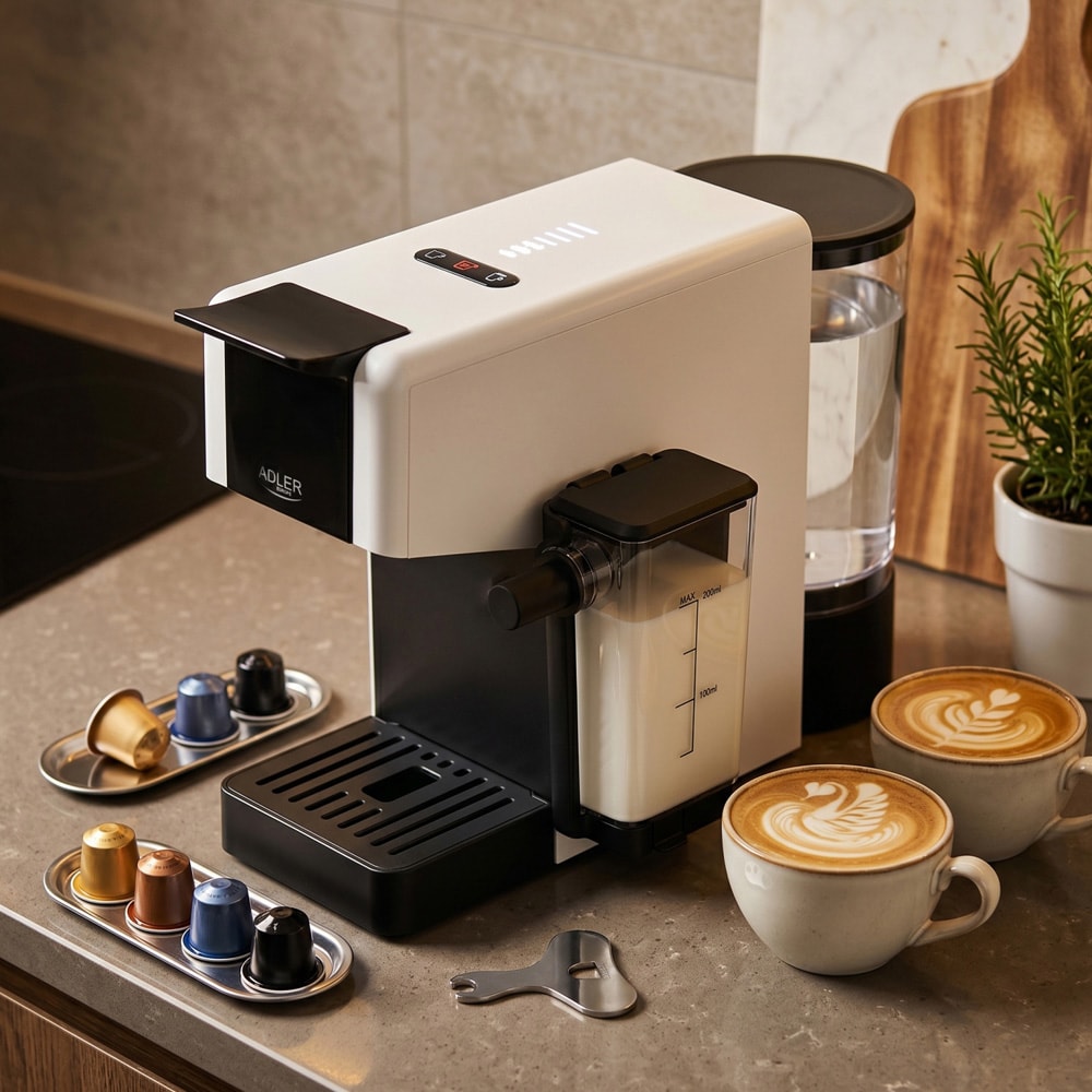 Adler Kapselmaskin / Multikapselmaskin / Espressomaskin med mjölksystem