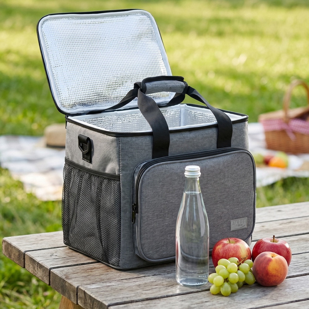Kylväska 20 l - Grå / Termisk väska / Isolerad matväska / Picknickväska med fack