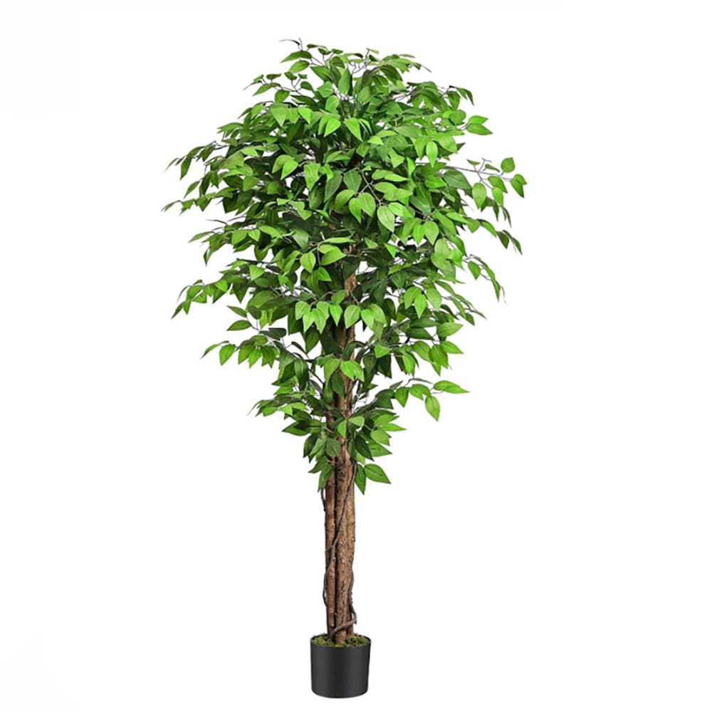 Konstgjort banyanträd / fikusträd i kruka / artificiell konstväxt 180 cm – grön/svart