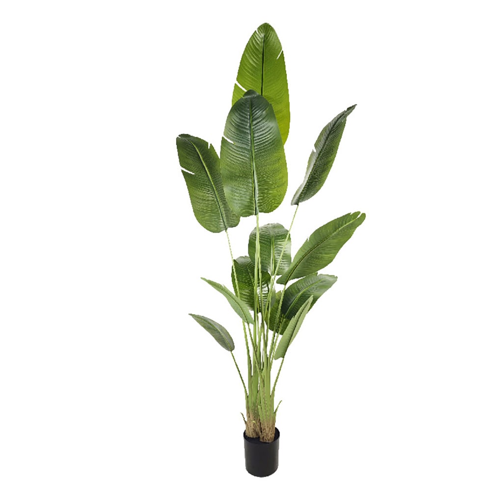 Konstgjord palm / palmträd i kruka / tropisk konstväxt 180 cm – grön/svart