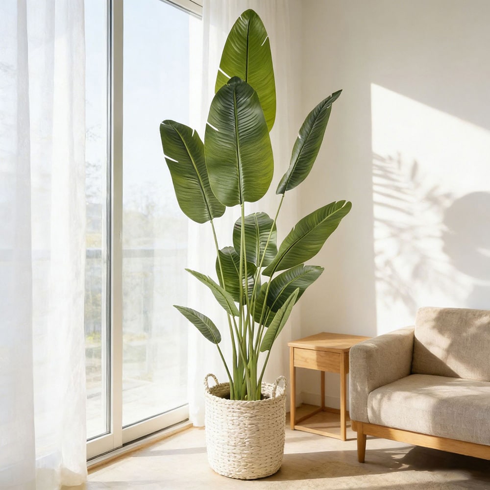 Konstgjord palm / palmträd i kruka / tropisk konstväxt 180 cm – grön/svart