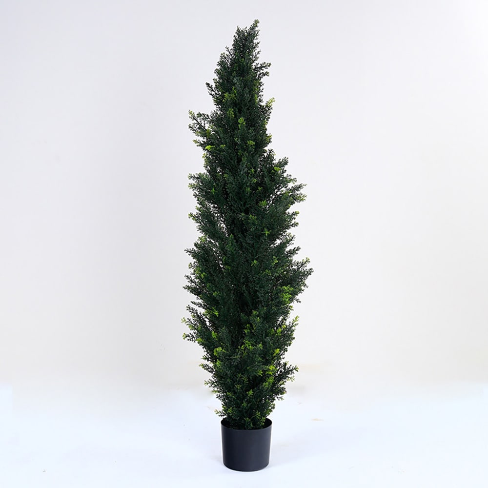 Konstgjord tall / tallträd i kruka / artificiellt barrträd och konstväxt 150 cm – grön/svart