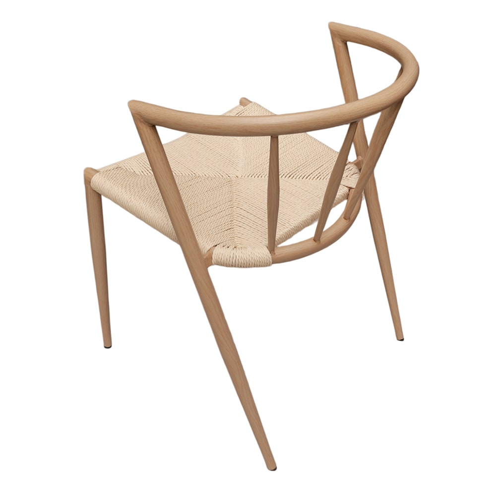 Matstol med karmstolsdesign / stol med flätad sits / matstol metallram och jutesnöre 44×46×70 cm