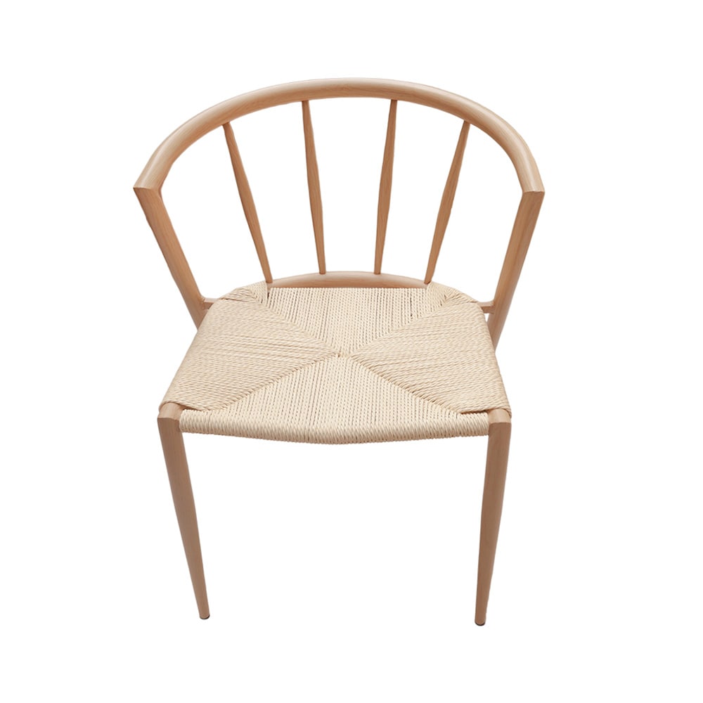 Matstol med karmstolsdesign / stol med flätad sits / matstol metallram och jutesnöre 44×46×70 cm