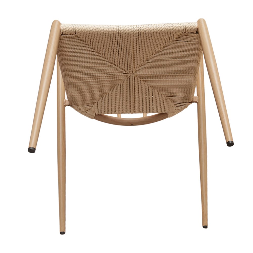 Matstol med karmstolsdesign / stol med flätad sits / matstol metallram och jutesnöre 44×46×70 cm