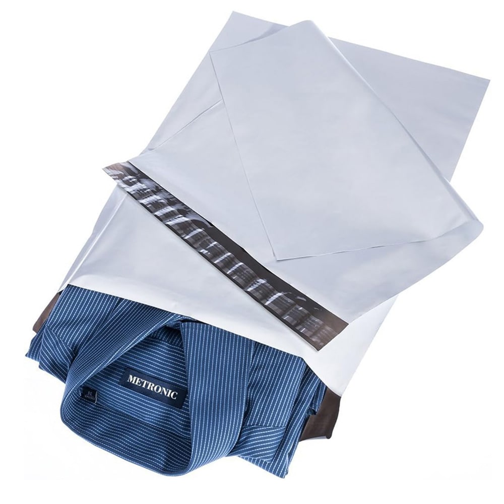 Vita fraktpåsar 100-pack / självhäftande e-handelspåsar i PE-plast 45×60 cm
