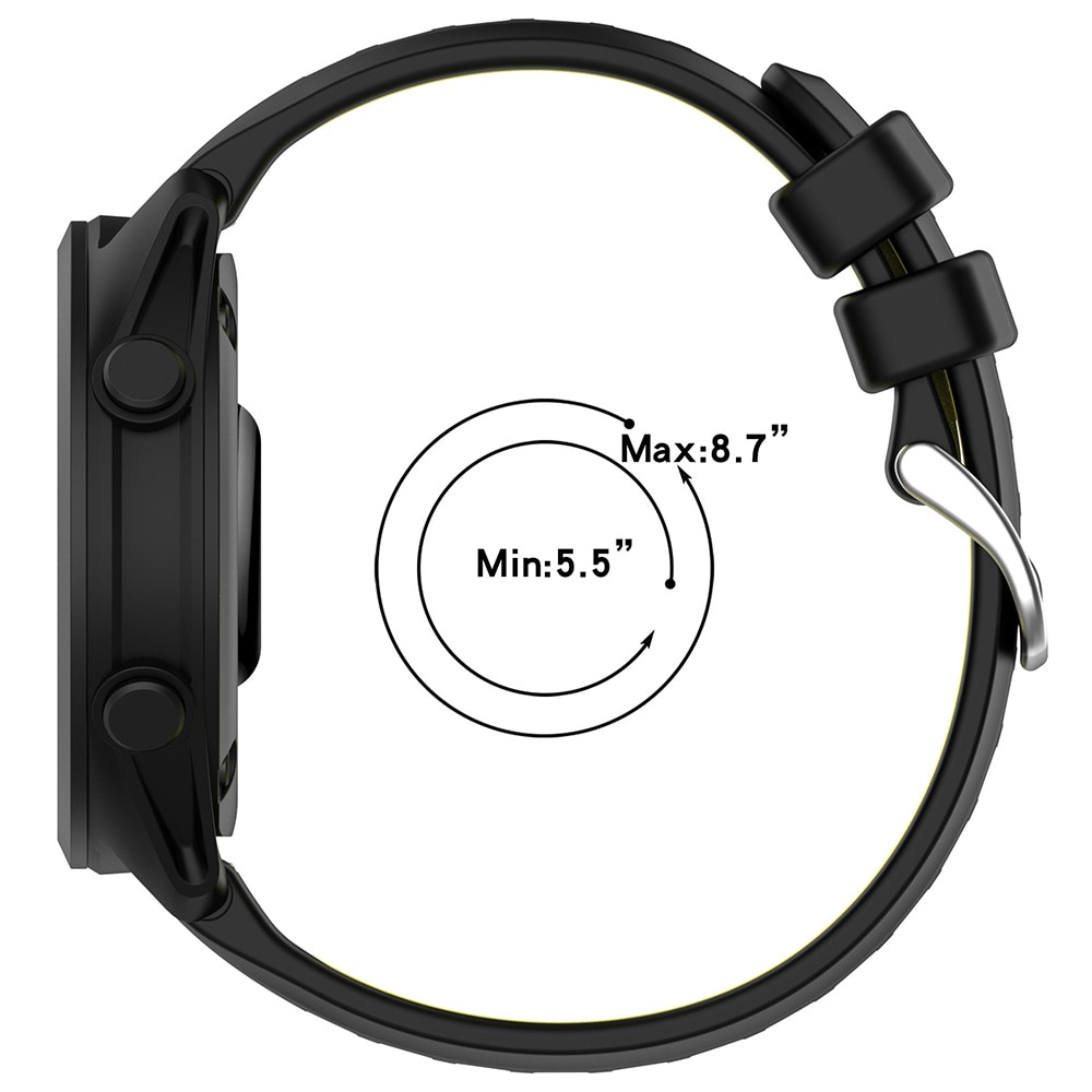 Silikonarmbånd til Garmin Forerunner 170 (22 mm) – Svart–Grå / Armbånd / Armbånd til smartklokker