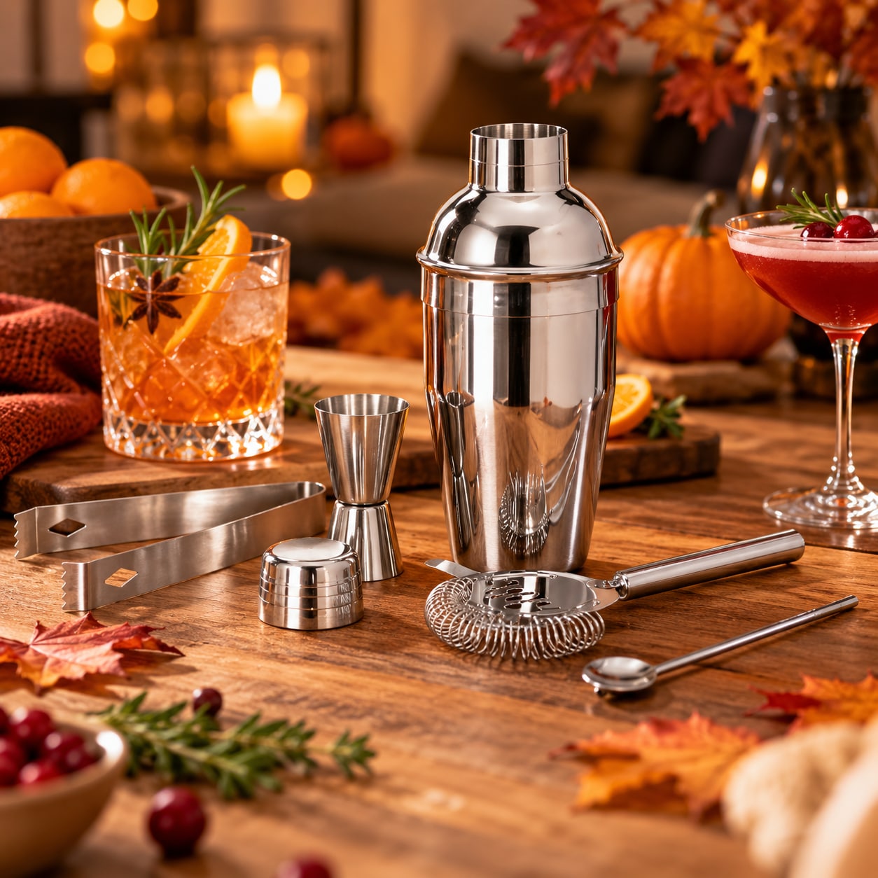 Cocktailset 5 delar i rostfritt stål / Cocktailshaker / Barset