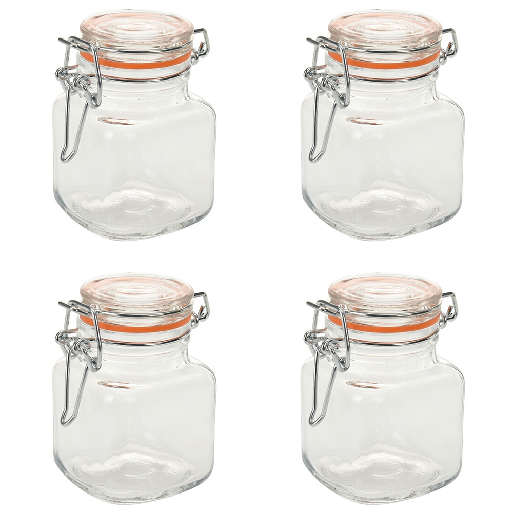Förvaringsburkar i glas med bygellock 90ml 4-pack / Kryddburkar / Glasburkar med lock