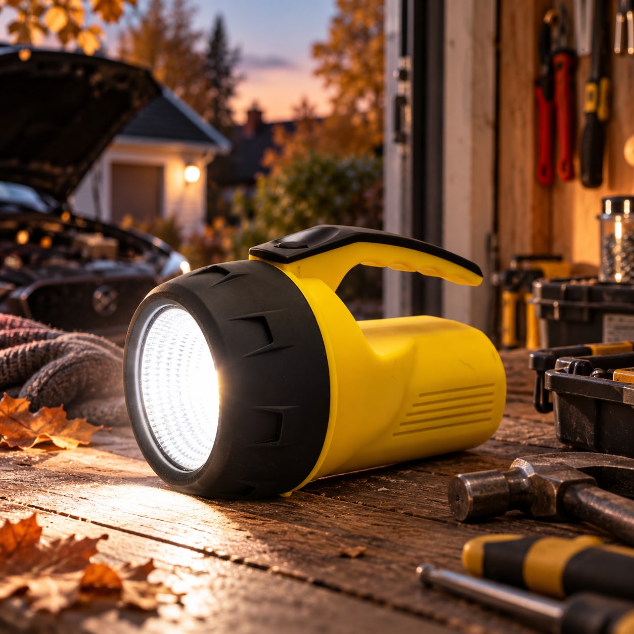 Arbetslampa COB 143mm 180 lumen - Gul / LED-ficklampa / Handlampa