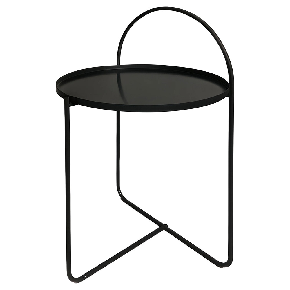 Sidobord i metall bågformat 40x40x65cm - Svart / Avlastningsbord / Metallbord