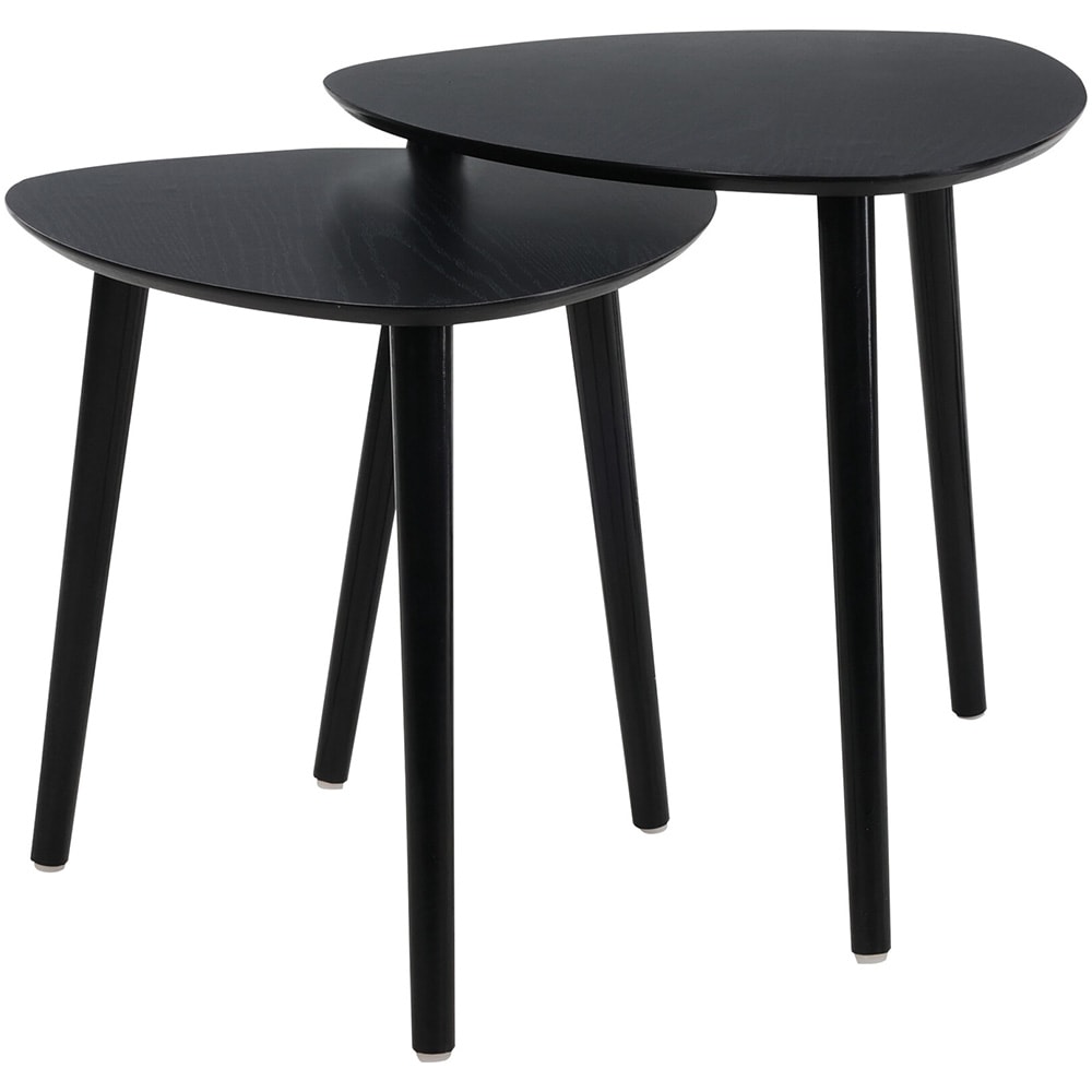 Sidobord 2-pack i furu och MDF - Svart / Avlastningsbord / Soffbord