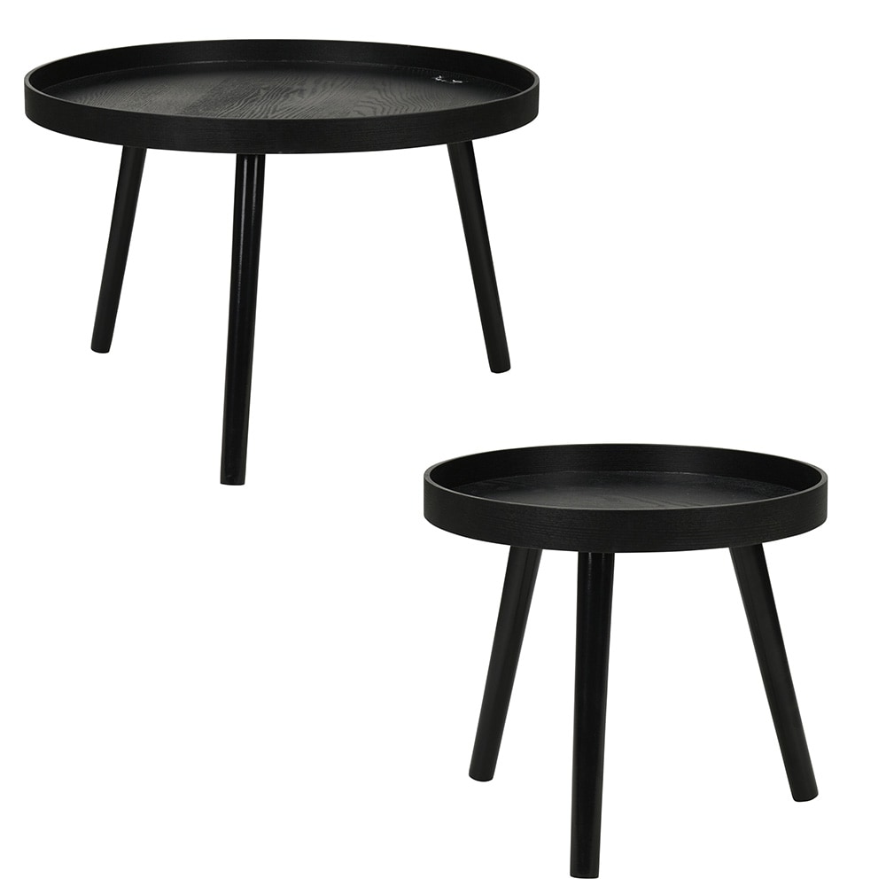 Runda sidobord på tre ben 2-pack - Svart / Avlastningsbord / Soffbord