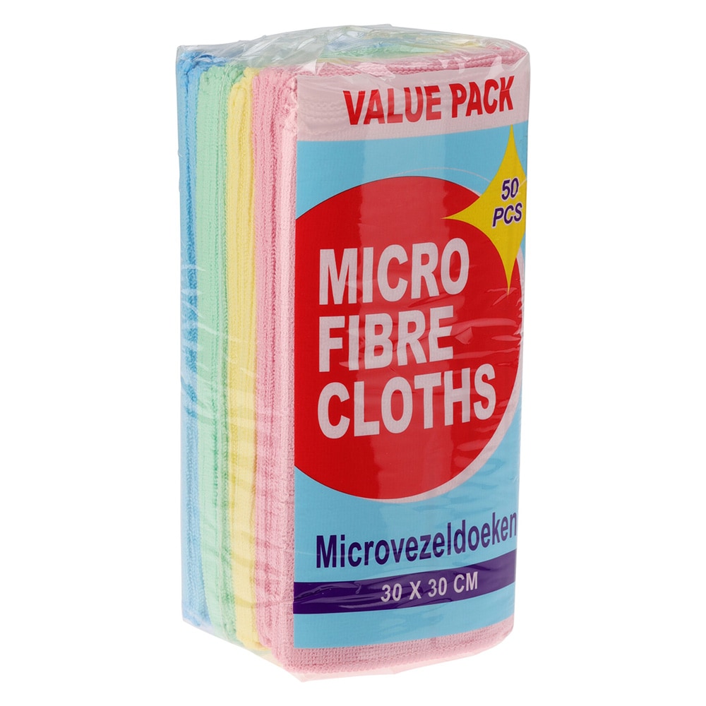 Mikrofiberdukar 30x30cm 50-pack - 4 färger / Mikrofibertrasor / Rengöringsdukar