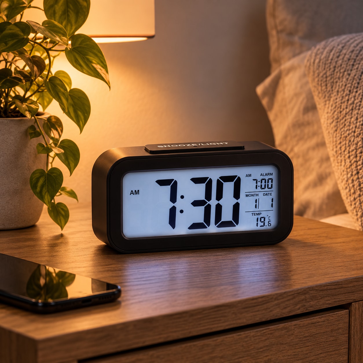 Digital väckarklocka med bakgrundsbelysning och snooze / Alarmklocka / Digitalt alarm