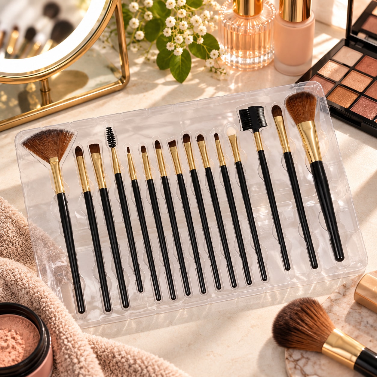 Sminkborstar 15 delar / Sminkborstset / Makeupborstar