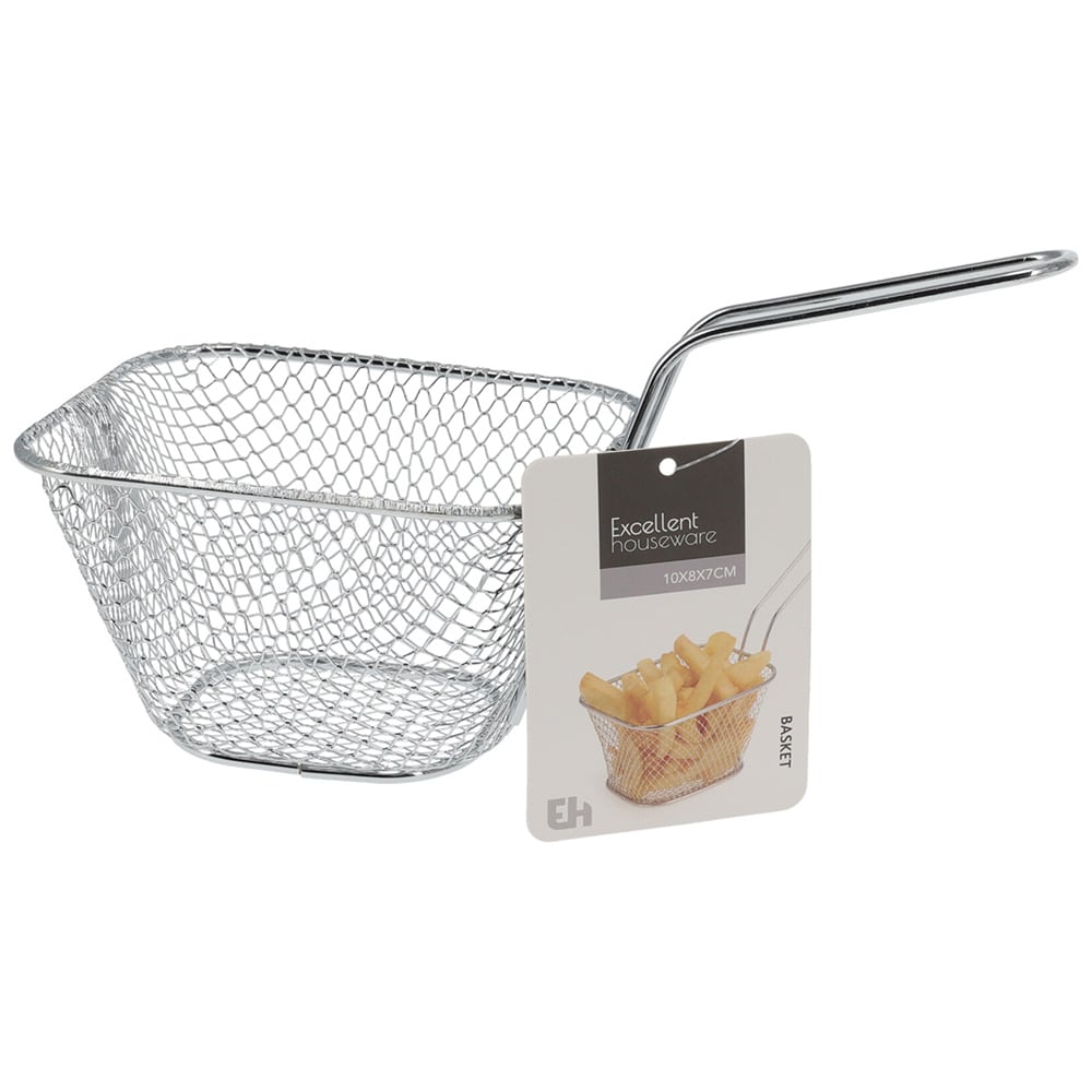 Korg i kromad metalltråd 10x8,5x6,5cm 4-pack / Pommeskorgar / Serveringskorgar