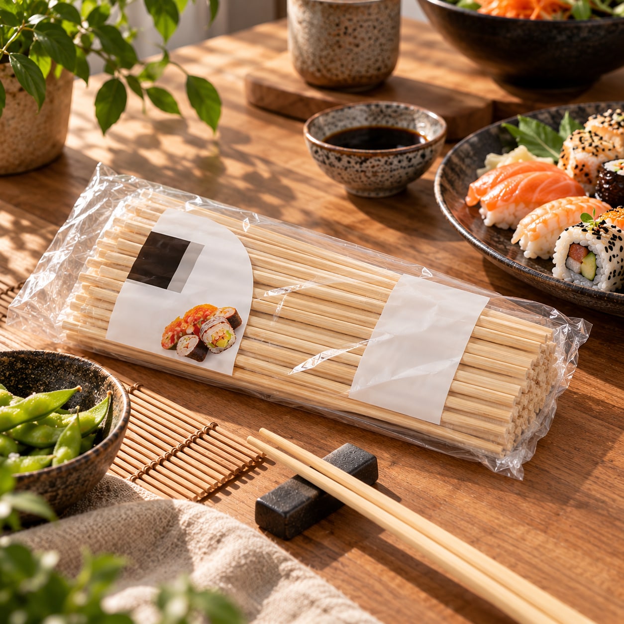 Ätpinnar i bambu 19,5cm 50 par / Sushipinnar / Engångsätpinnar
