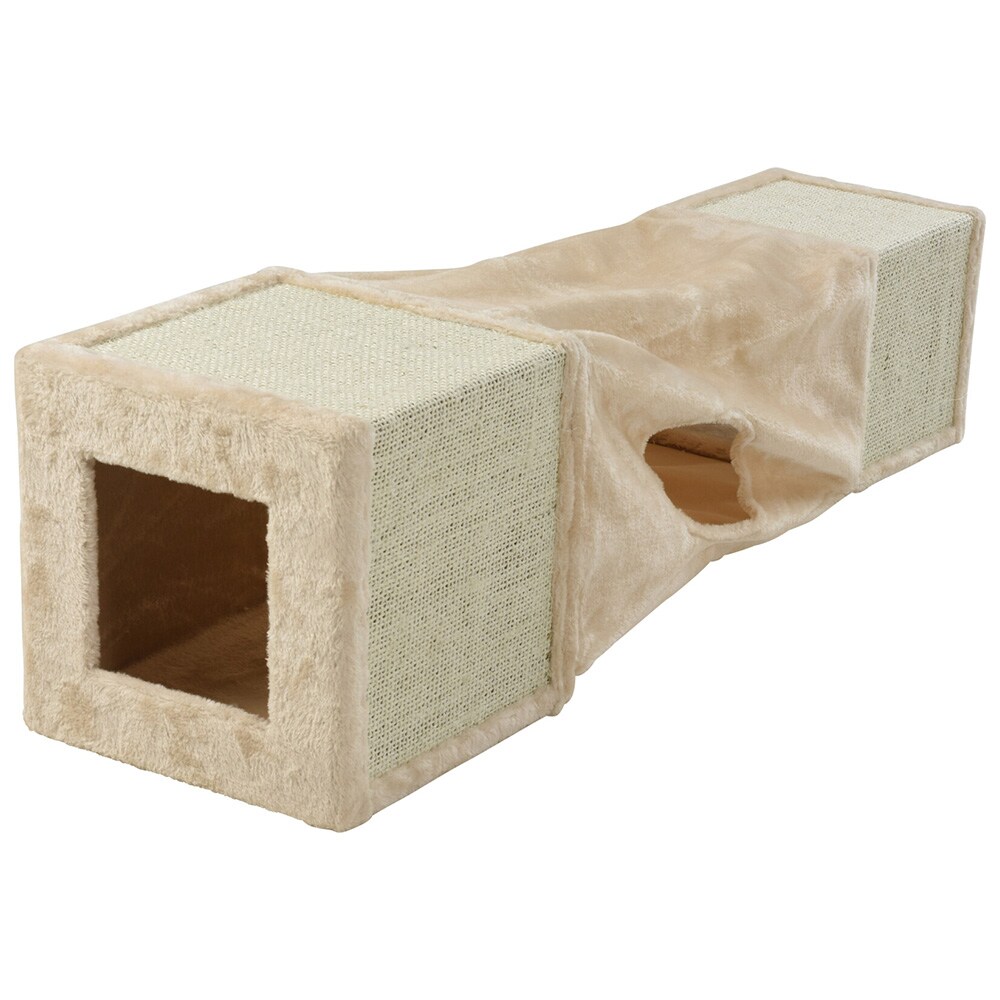 Klöstunnel för katt 29x29x106cm med 2 klösbrädor / Kattunnel / Klösmöbel för katt