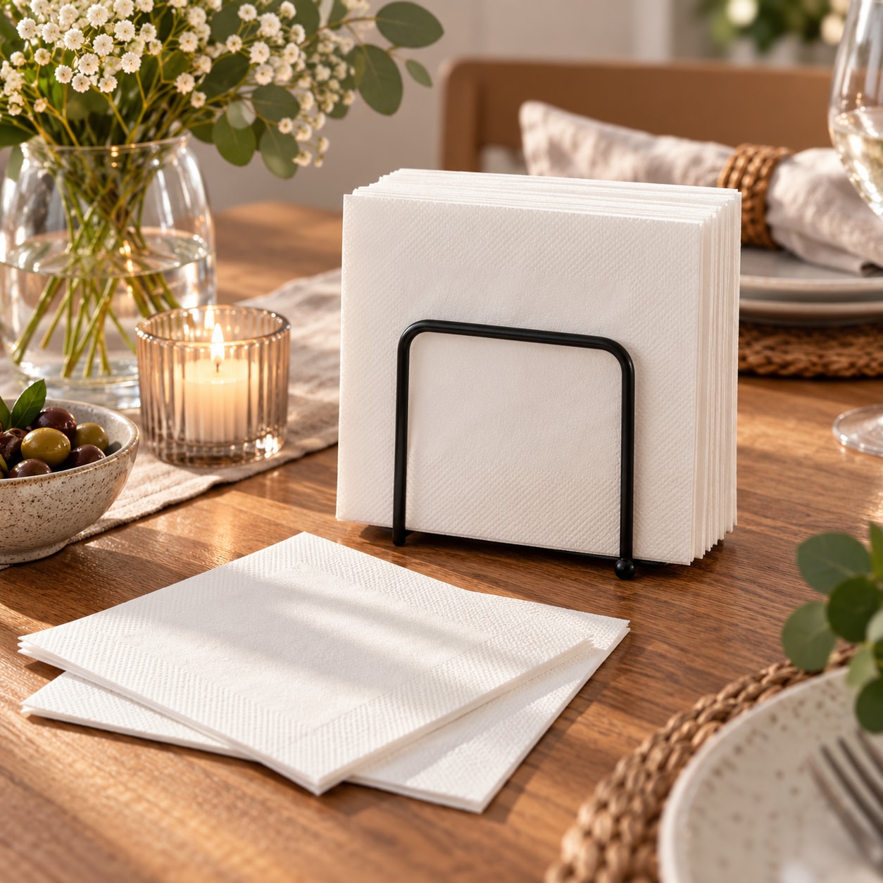 Servetter i papper 33x33cm 2x40-pack - Vit / Pappersservetter / Servetter för dukning