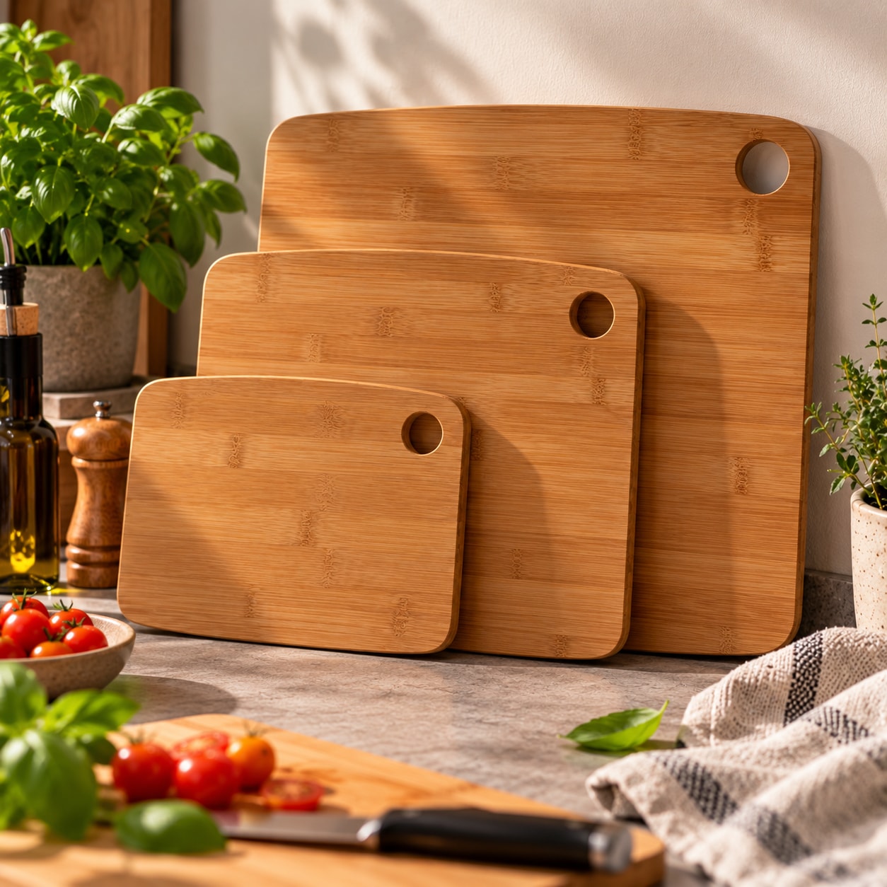 Skärbrädor i bambu 3-pack / Bambuskärbrädor / Skärbrädeset