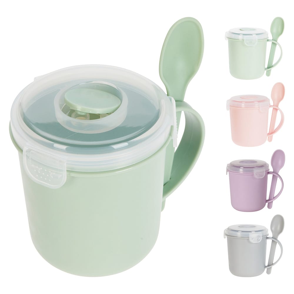 Soppmugg med lock och sked 500ml / Matmugg med lock