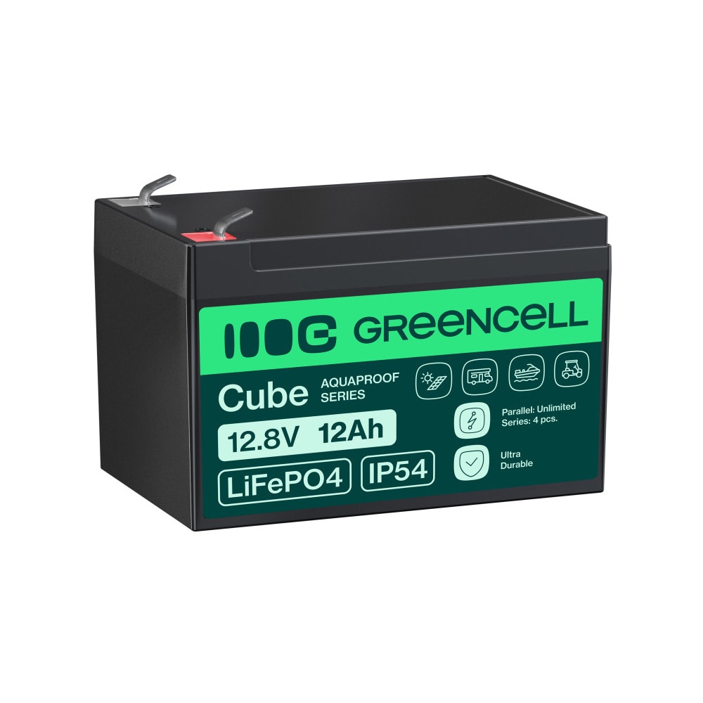 Green Cell CUBE LiFePO4 12Ah 12.8V 153.6Wh Lithiumbatteri / LiFePO4-batteri / LFP-batteri