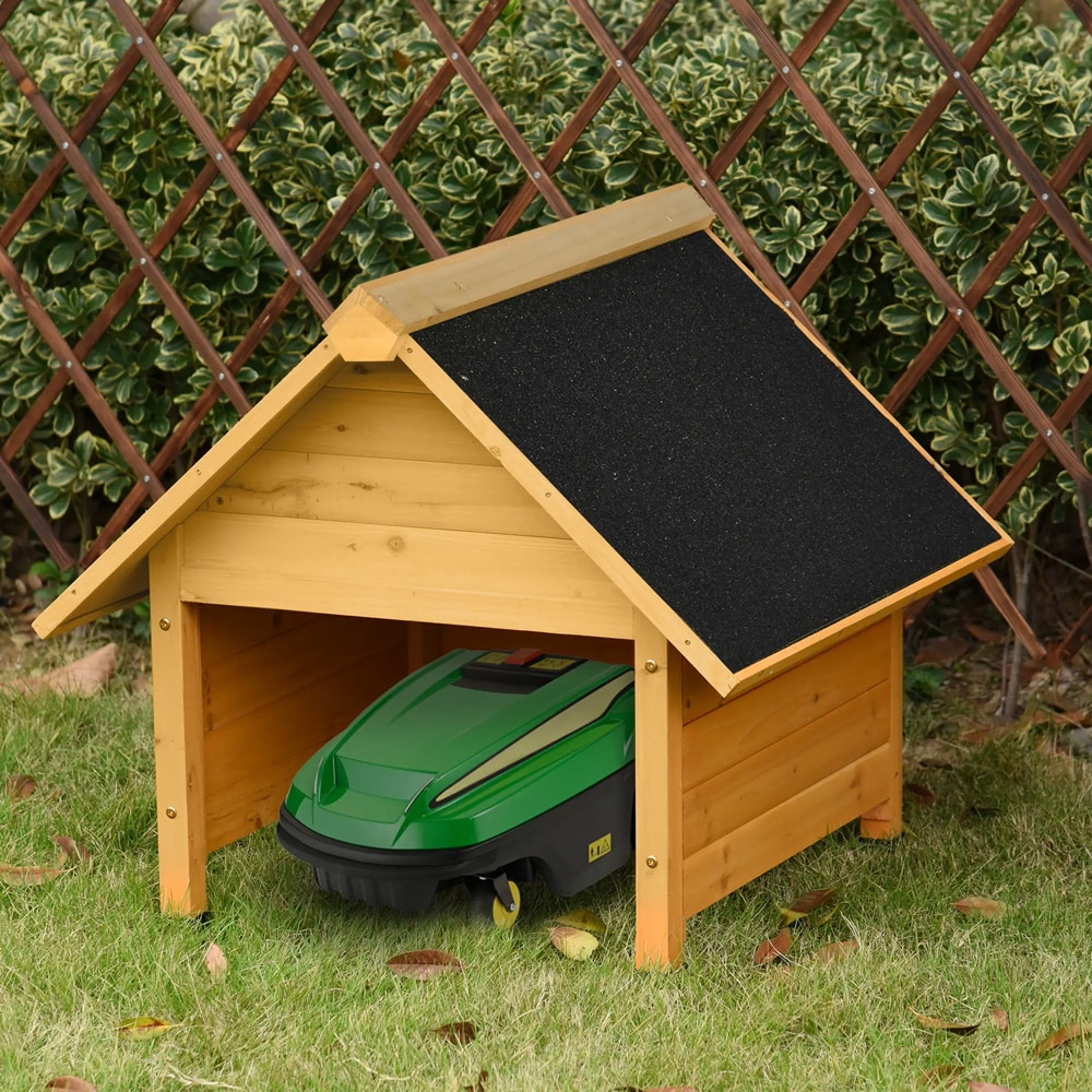 Garage i trä för robotgräsklippare / Gräsklippargarage / Robotgräsklipparskydd