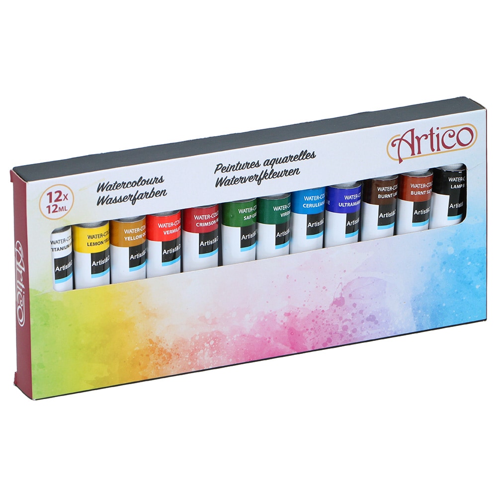 Akvarellfärg 12ml 12-pack tuber / Akvarellset / Vattenfärger