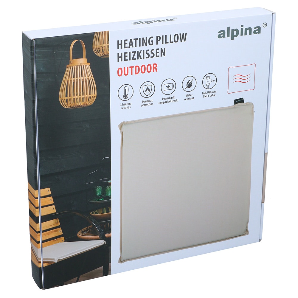Värmedyna för utomhusbruk 45x45 cm - Beige / Uppvärmd sittdyna / USB-C-värmedyna för uteplats