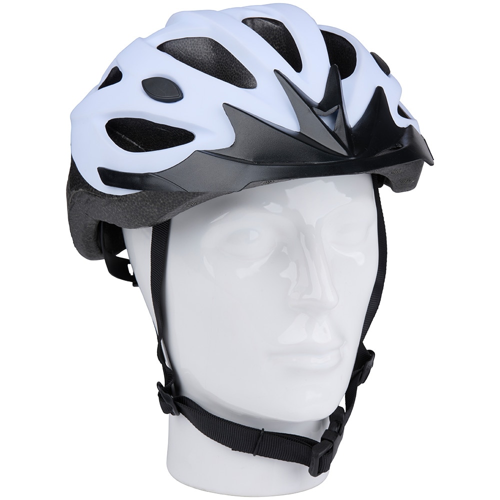 Cykelhjälm strl L 58-61cm med visir - Vit / Hjälm för cyklist / Justerbar cykelhjälm med skärm