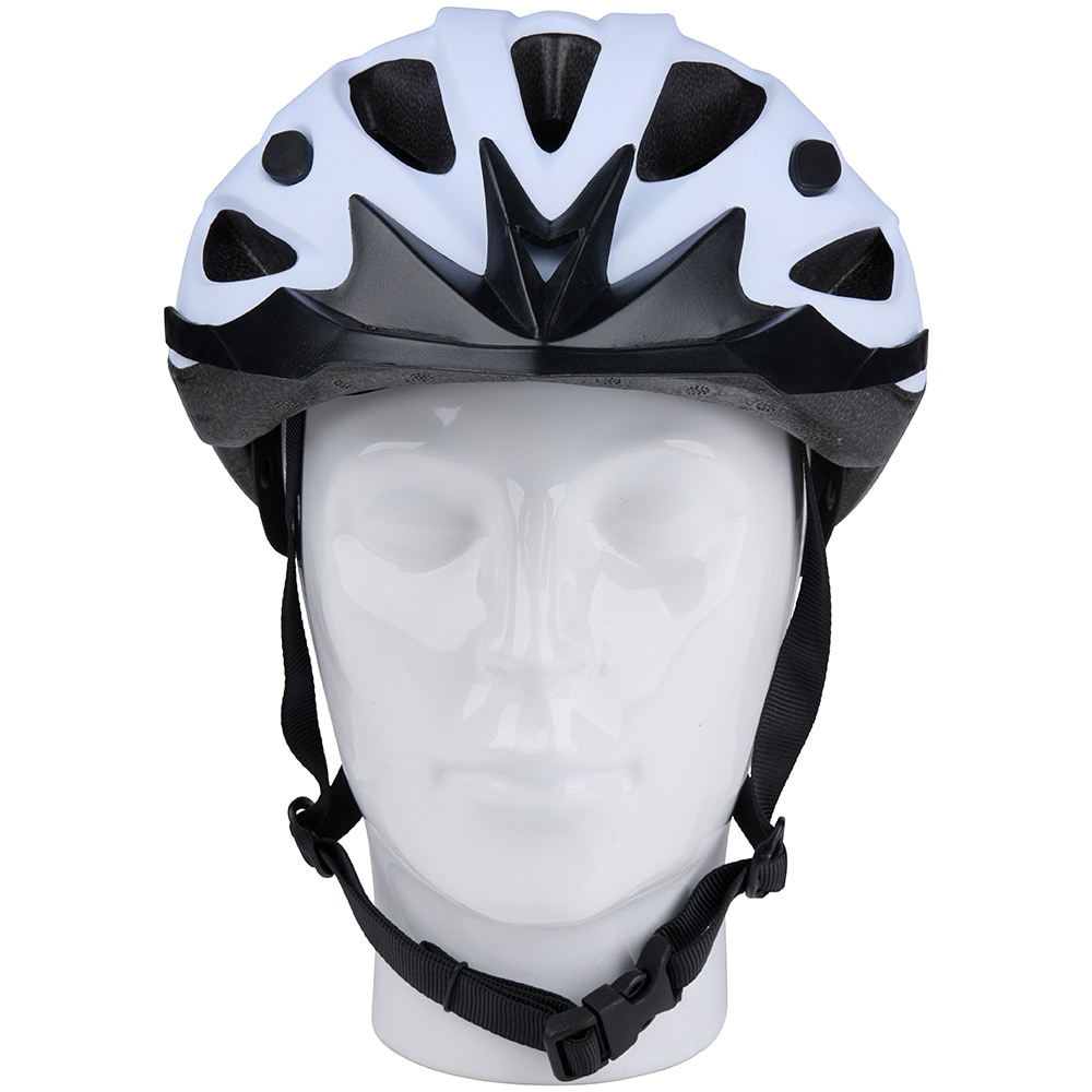 Cykelhjälm strl M 55-58 cm med visir - Vit / Hjälm för cyklist / Justerbar cykelhjälm med skärm