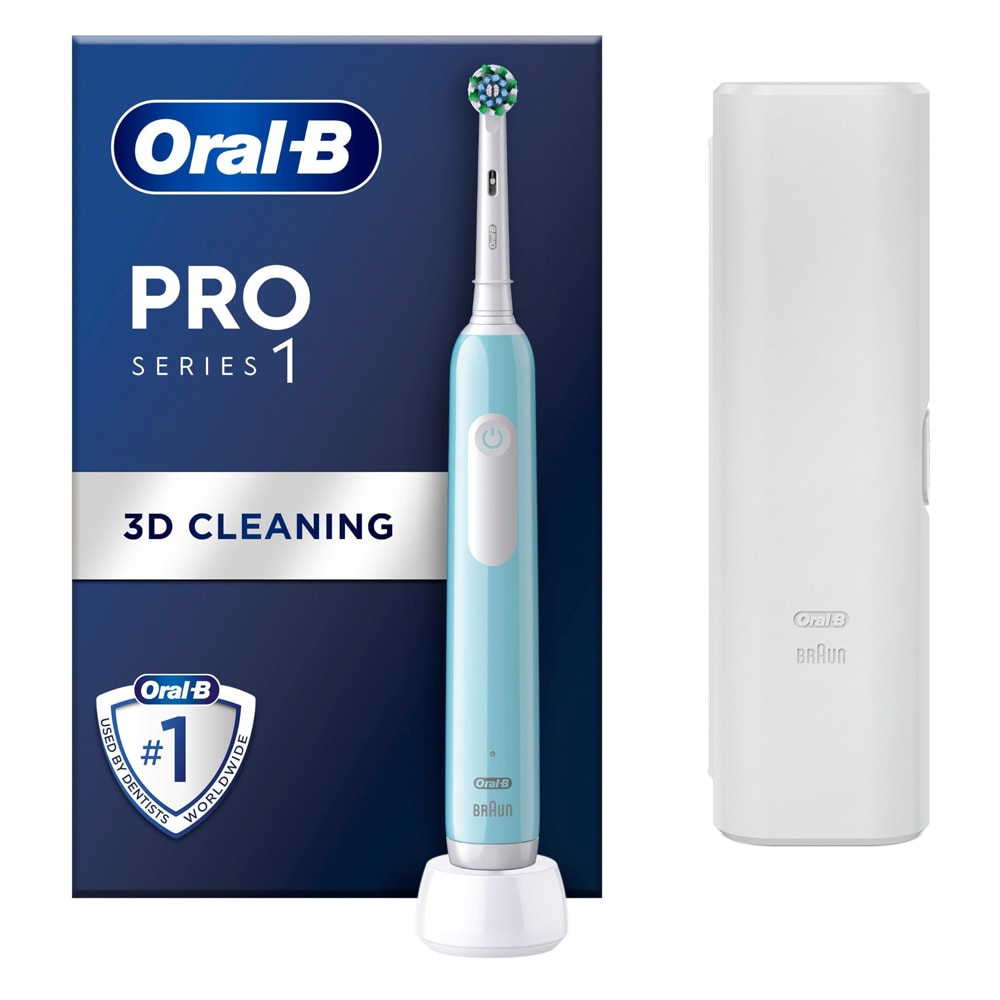 Oral-B Pro Series 1 Eltandborste - Blå / eltandborste med trycksensor / roterande tandborste