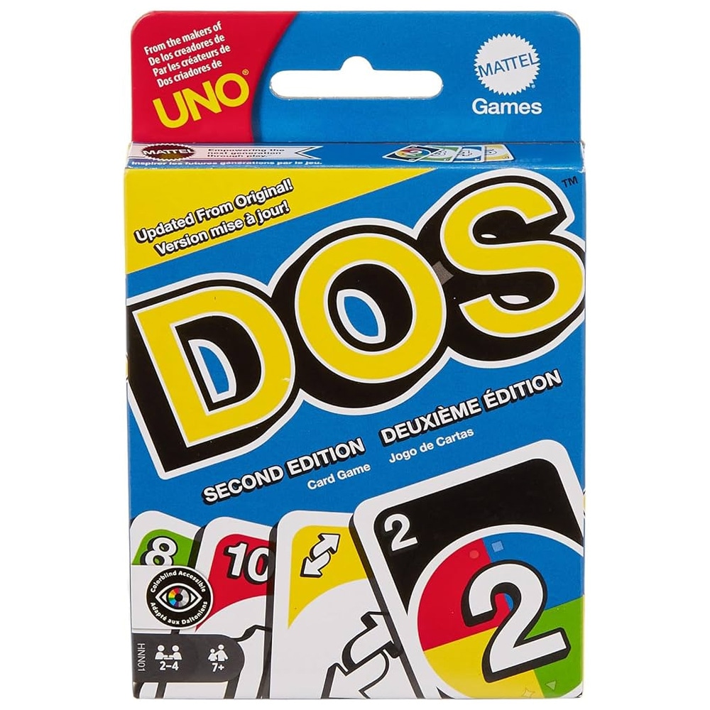 Uno Dos Kortspel / DOS Second Edition-kortspel / Familjespel med två slänghögar för 2-4