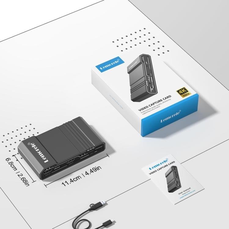 Lemorele AC09 videoinspelningskort 4K / inspelningskort för video / capture card 1080p 60 fps – Svart