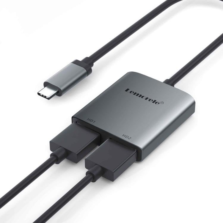Lemorele TC21 USB-C-hubb / Type-C-adapter med flera portar för dataöverföring – Grå
