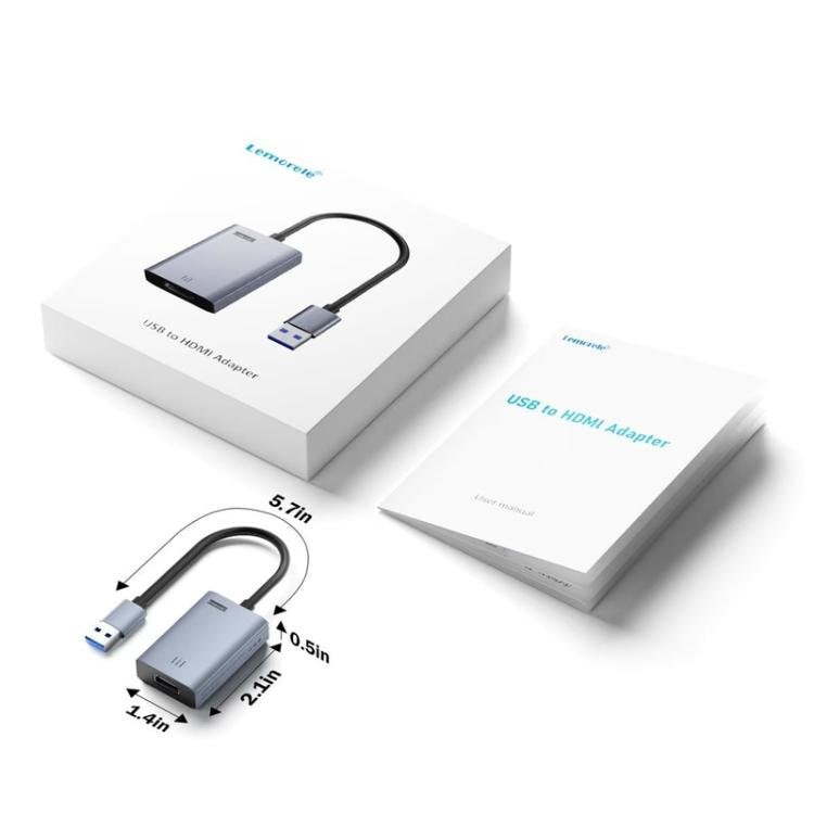 Lemorele LC06 Plus USB till HDMI-adapter / videoadapter för skärm, TV och projektor