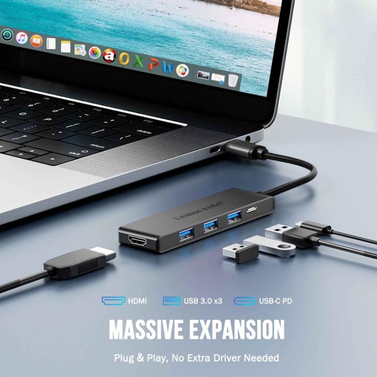 Lemorele TC22L 5-i-1 USB-C-dockningsstation / USB-C-hubb med 4K HDMI, Gigabit Ethernet och 100 W PD