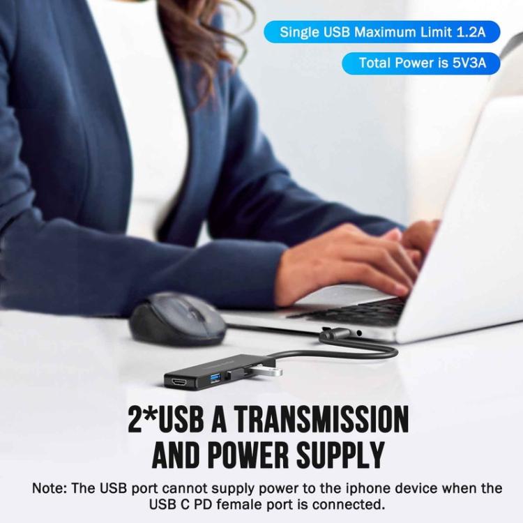 Lemorele TC22L 5-i-1 USB-C-dockningsstation / USB-C-hubb med 4K HDMI, Gigabit Ethernet och 100 W PD