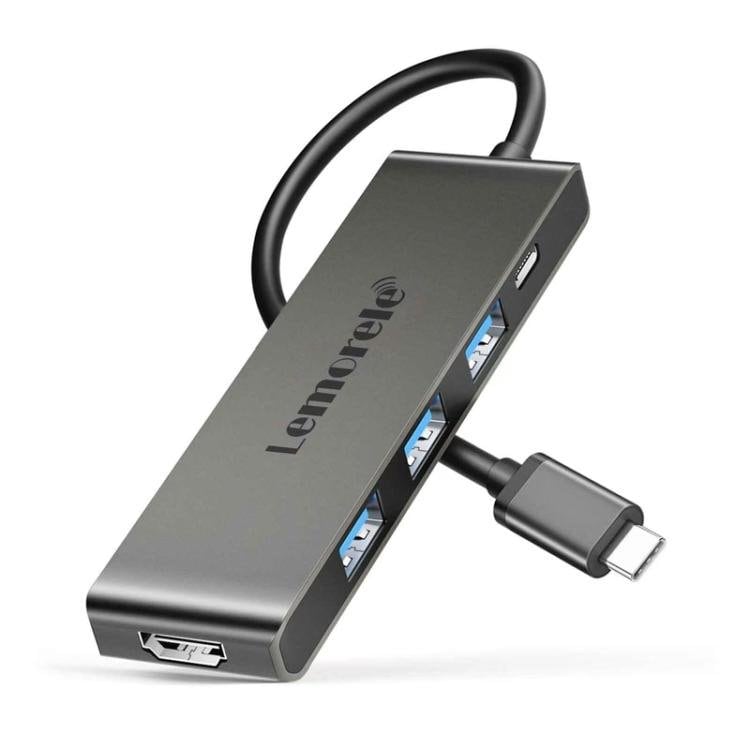 Lemorele TC22L 5-i-1 USB-C-dockningsstation / USB-C-hubb med 4K HDMI, Gigabit Ethernet och 100 W PD