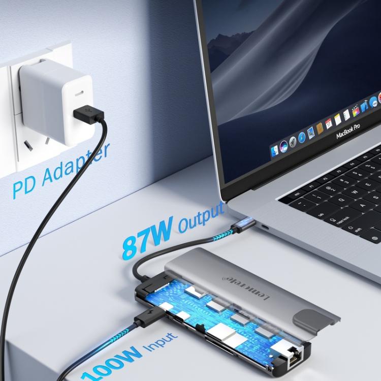 Lemorele TC39 9-i-1 USB-C-dockningsstation / USB-C-hubb med 4K HDMI, Gigabit Ethernet och 100 W PD