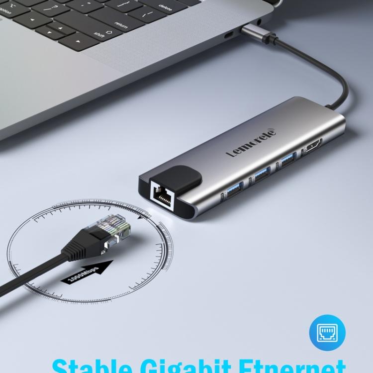 Lemorele TC39 9-i-1 USB-C-dockningsstation / USB-C-hubb med 4K HDMI, Gigabit Ethernet och 100 W PD