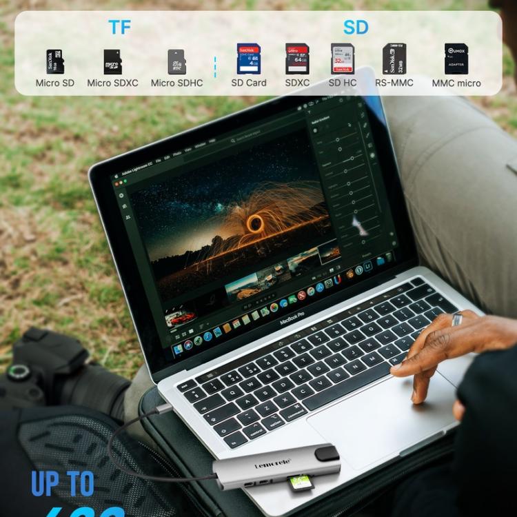 Lemorele TC39 9-i-1 USB-C-dockningsstation / USB-C-hubb med 4K HDMI, Gigabit Ethernet och 100 W PD