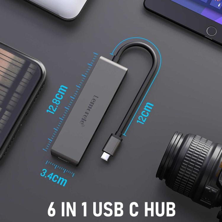 Lemorele TC23L 6-i-1 USB-C-dockningsstation / USB-C-hubb med 4K HDMI, Gigabit Ethernet och 100 W PD
