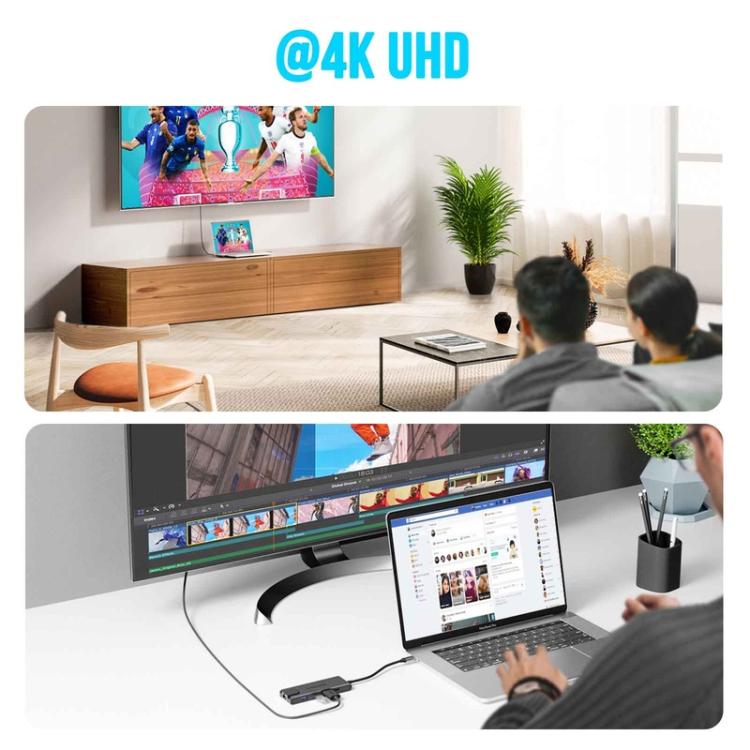 Lemorele TC24L 5-i-1 USB-C-dockningsstation / USB-C-hubb med 4K HDMI, USB 3.0, USB 2.0 och 100 W PD