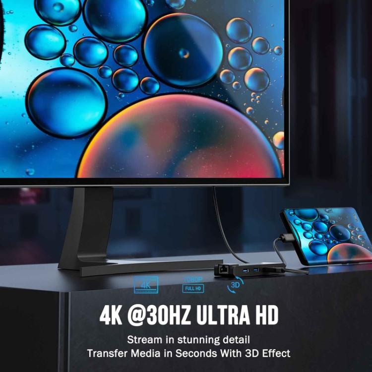 Lemorele TC24L 5-i-1 USB-C-dockningsstation / USB-C-hubb med 4K HDMI, USB 3.0, USB 2.0 och 100 W PD