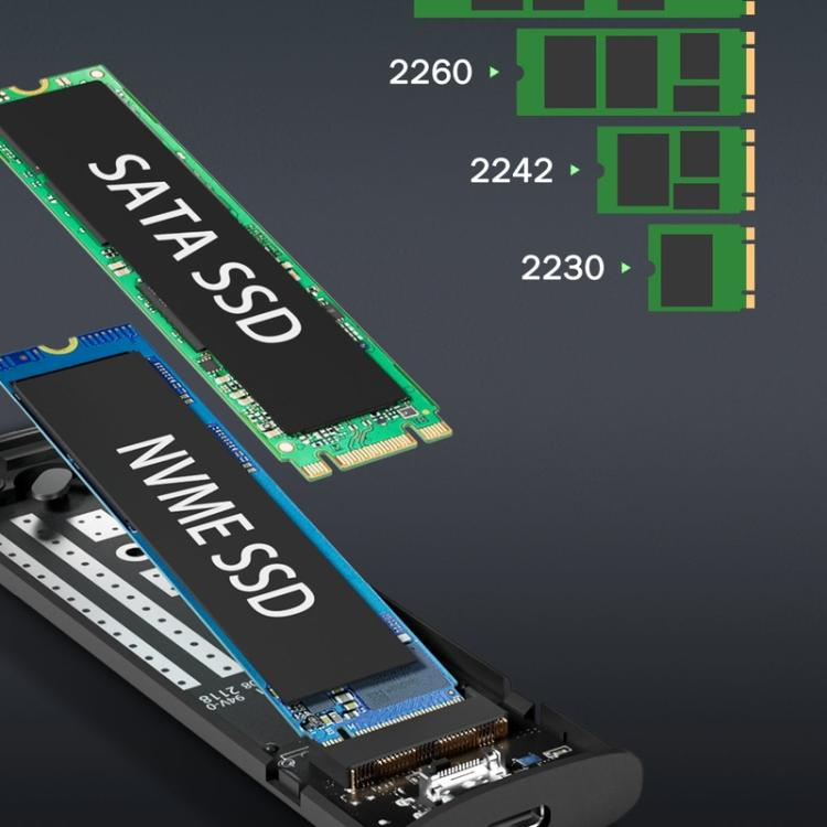 Lemorele Hårddiskkabinett SD2L för 2x M.2 NVMe/SATA 10Gbps / SSD-kabinett / Dubbel M.2-adapter