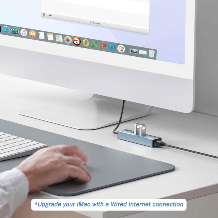 Lemorele USB-C Hubb TC43L 4-i-1 med Gigabit Ethernet och USB / USB-C-adapter / Nätverkshubb