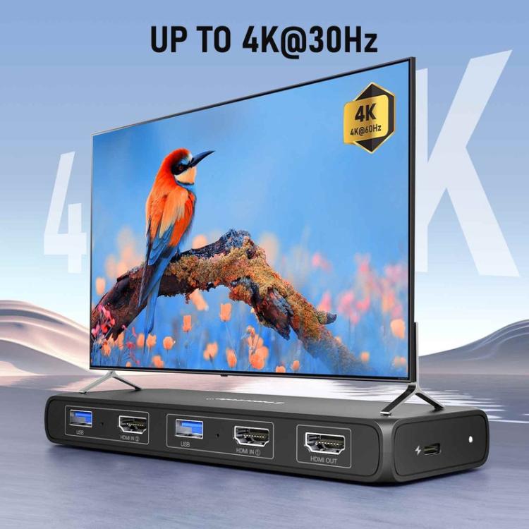 Lemorele KVM-switch G98 för delning av skärm, tangentbord och mus / KVM-växlare / Datorväxlare